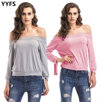2021 summer ladies european and american spot solid color sexy strapless t shirt girls autumn loose loose waist casual all match