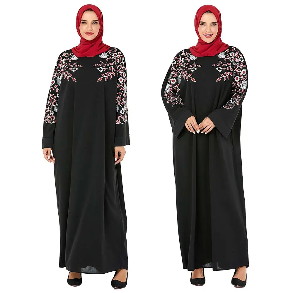 Мусульманские женские свободные кафтан Jilbab Макси платье вышивка abaya модные
