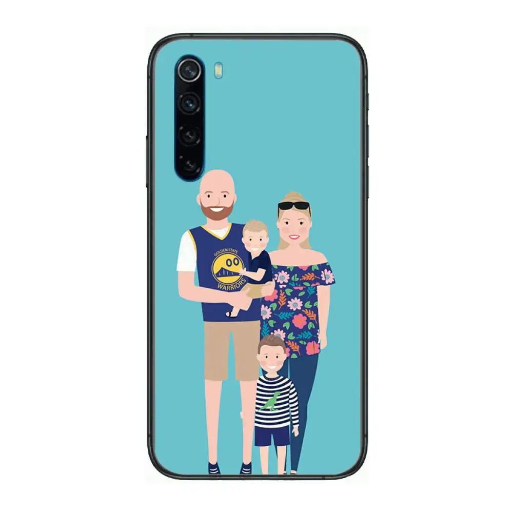 

Family and pets style cartoon Phone Case For XiaoMi Redmi Note 9S 8 7 6 5 A Pro T Y1 Anime Black Cover Silicone Back Pretty