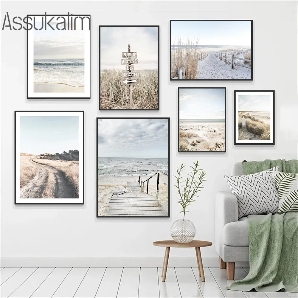 

Natural Scenery Wall Art Poster Ocean Beach Canvas Prints Landscape Painting Nordic Wall Pictures For Living Room Home Decor