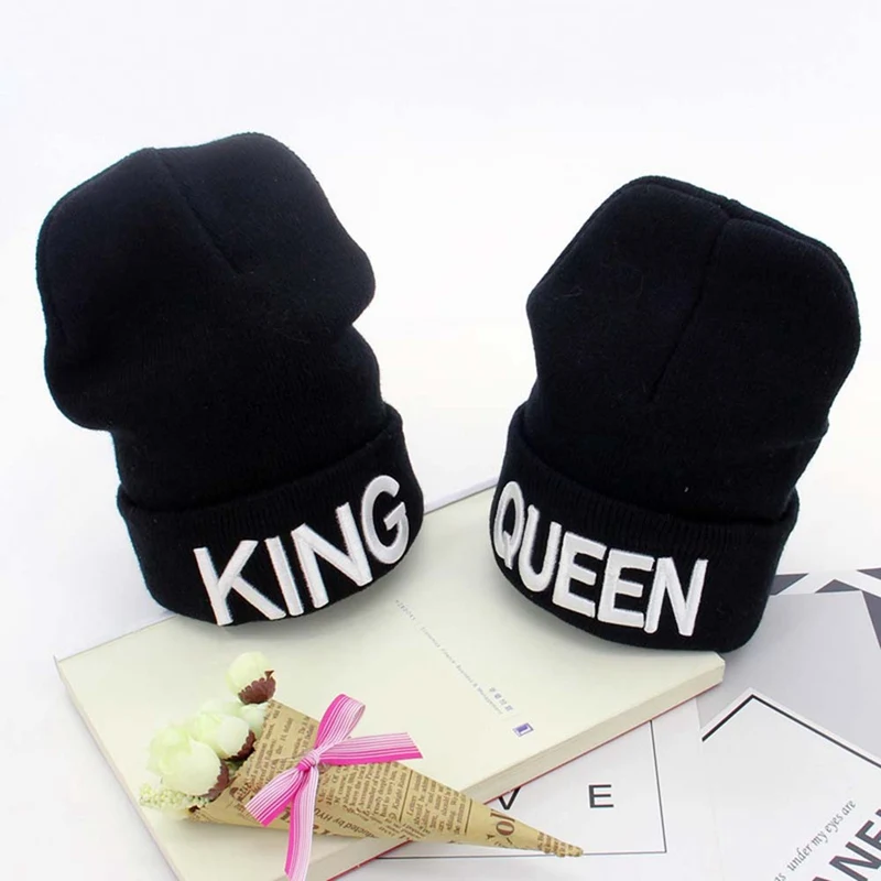 Шапка KING QUEEN зимние шапки пара капот хип-хоп горячая Распродажа для мужчин и женщин теплая вязаная шапка пара теплая зимняя Кепка черный