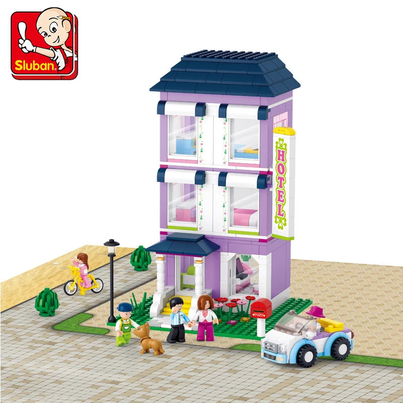 

Sluban Youth Hostel Assembled Model Bricks Pink Dream Series Building Blocks 541pcs B0531 Kid Toy Girl Birthday Educational Gift