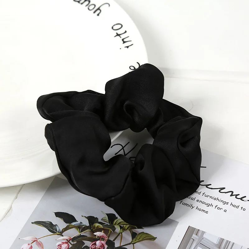 Черно красная шелковая эластичная резинка для волос атласная аксессуары