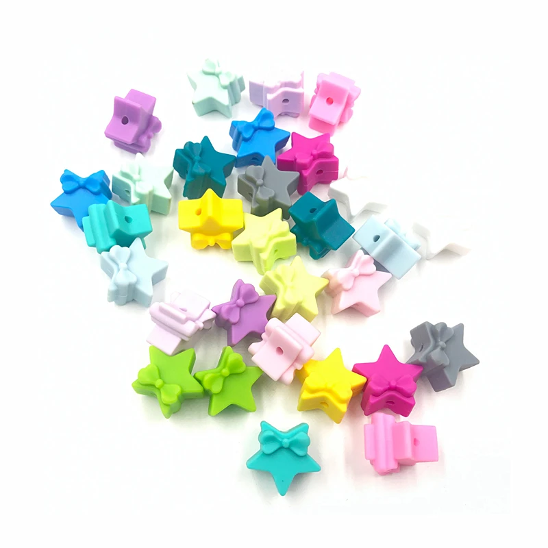 10pcs Silicone Teething Beads Five-pointed Star Food Grade Baby Silicone Beads BPA Free Babies Accessories Newborn Toys