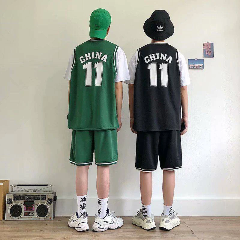 

Summer Sports Suit Men's Trend Hip-hop Fake Two-piece Basketball Class Clothes Loose Short-sleeved T-shirt Five-point Shorts