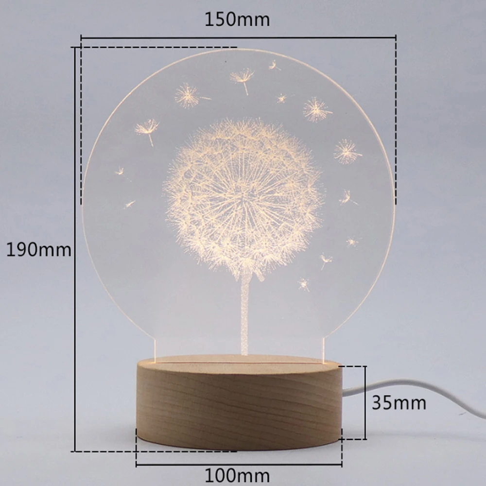 Акриловый ночник 3D для спальни декоративный прикроватный светильник в виде