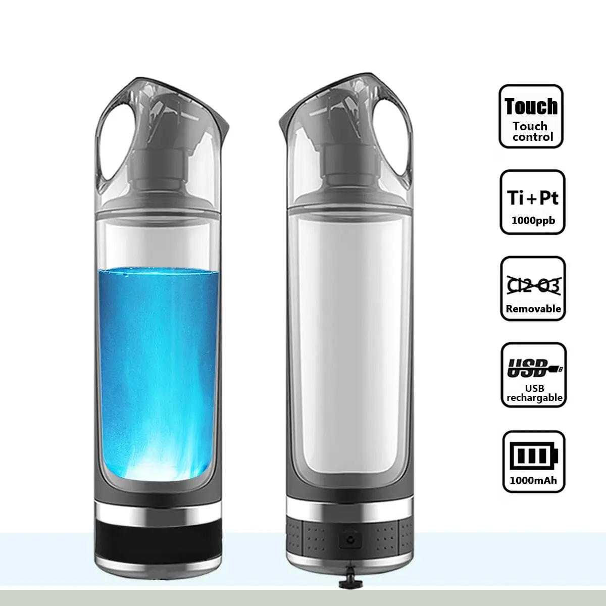 

500ML Portable Hydrogen Rich Water Bottle lonizer Alkaline Generator Healthy Cup USB Rechargeable Anti-Aging