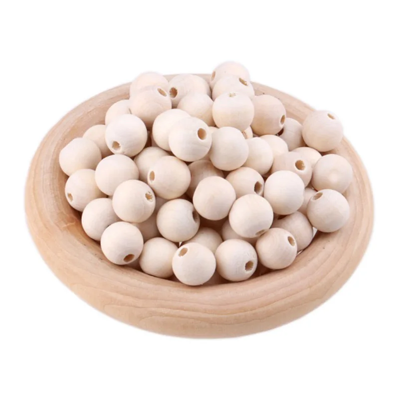 

10pcs 10mm/12mm/14mm/15mm Beech Ball Wood Spacer Beads For Charm Bracelet Wholesale Baby Safe Teether Wooden Round Bead C1742H