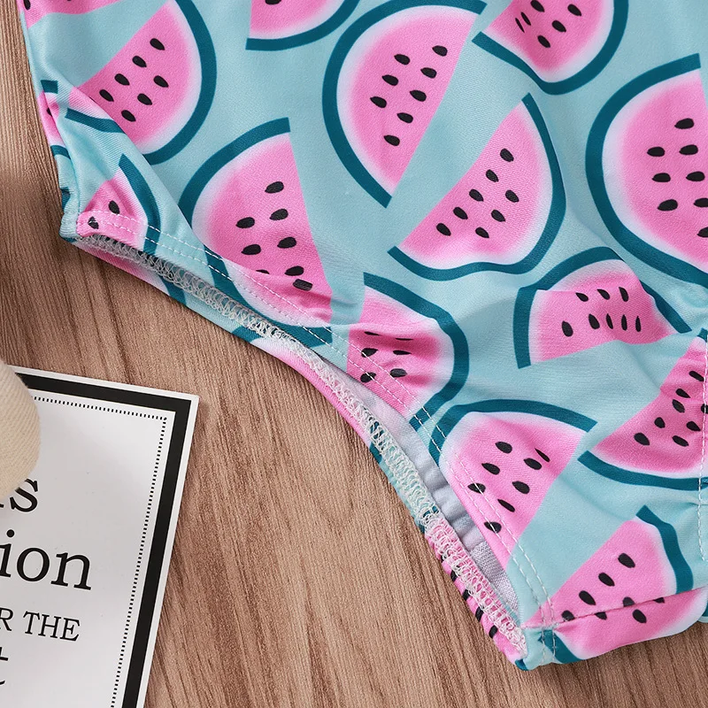 Новинка 2020 Цельный купальник для маленьких девочек с принтом арбуза цветочным