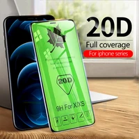 20d transparent hd protector tempered glass film for iphone 12 11 pro max xsmax xr x 8 7 plus full cover protective screen film