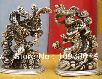 Бесплатная доставка &ltстарая элегантная пара дракон феникс на ветру тибетская