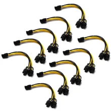 10pcs 8 Pin PCI Express to Dual PCIE 6+2 Pin Power Cable Motherboard Graphics Card PCI-E GPU Power Data Cable 21cm Splitter