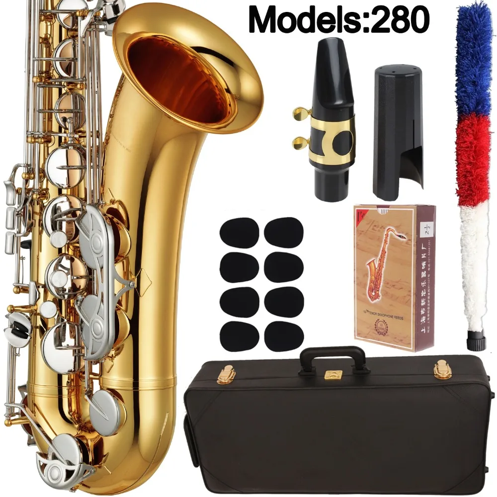 

MFC Tenor Saxophone 280 Gold Lacquer Nickel-plated Key Sax Tenor Mouthpiece Ligature Reeds Neck Musical Instrument Accessories