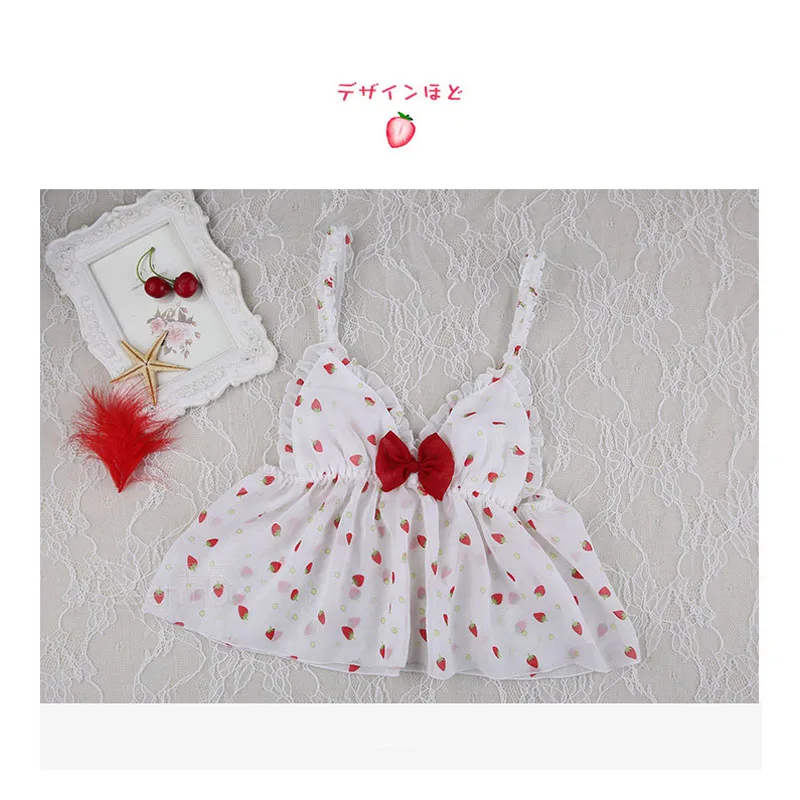 Сексуальное и милое нижнее белье с принтом клубники прозрачный кружевной