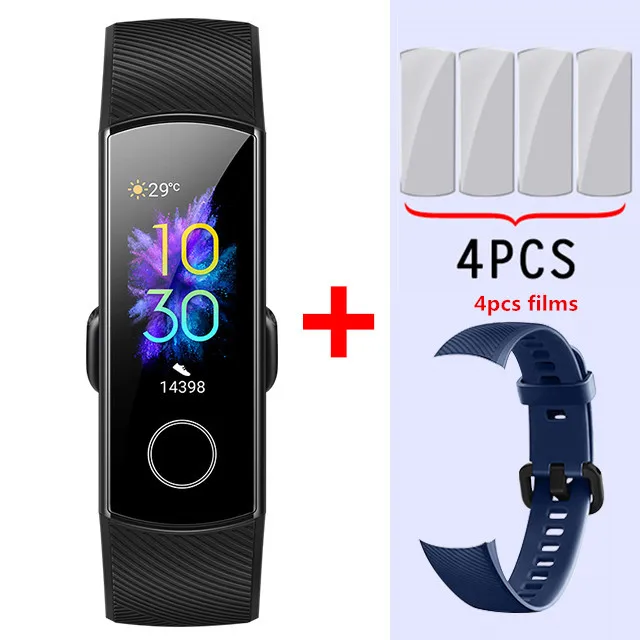 black add blue Умный Браслет huawei Honor Band 5, Оксиметр крови, кислород, волшебный цвет, сенсорный экран, для плавания, для обнаружения сердечного ритма, сна, сна - Цвет: black add blue
