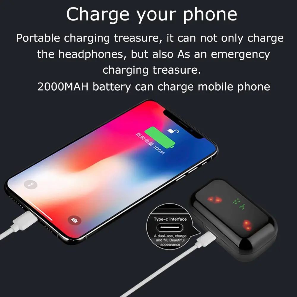 

Wireless Headphones Bluetooth Earphones Noise Canceling Sports Waterproof Headset 9D Stereo Wireless Earbuds With Microphone
