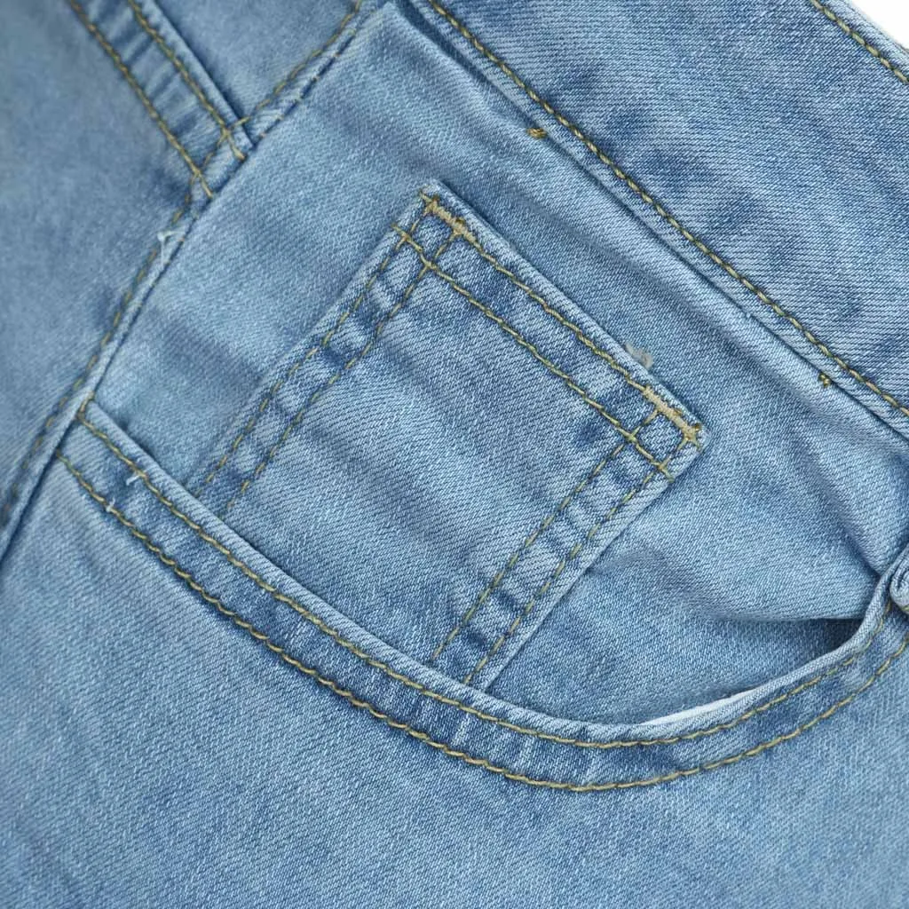 

Cotton Jeans Spring 2019 MenClothes Denim Cotton Straight Hole Pocket Distressed Pants Casual Trousers Stretch Ripped Jeans 8.13