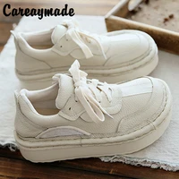 careaymade real leather womens shoes simple retro shoes muffin student shoes single shoes comfortable japanese leisure shoes