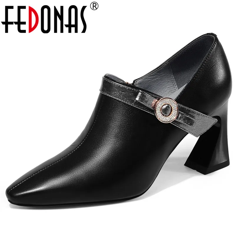 FEDONAS/классические женские вечерние туфли из натуральной кожи на высоком каблуке
