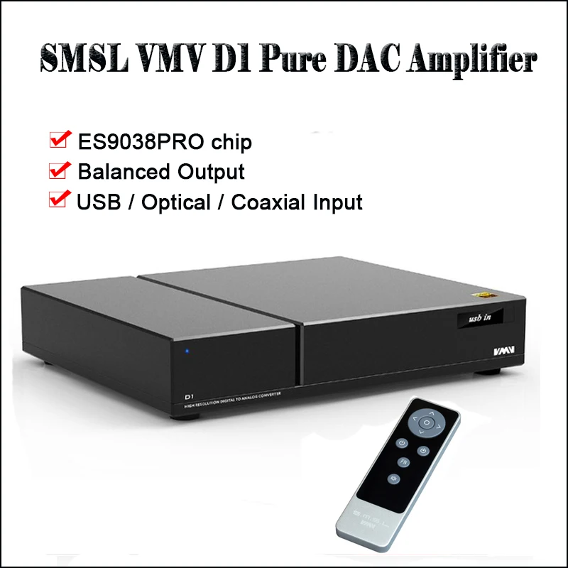 SMSL VMV D1 аудио преобразователь PCM цифровой декодер аналоговый кГц/32 бит DSD64 512