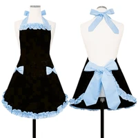polyester cotton aprons for women lovely work kitchen cooking ladies lace sexy bib with bow knot pocket