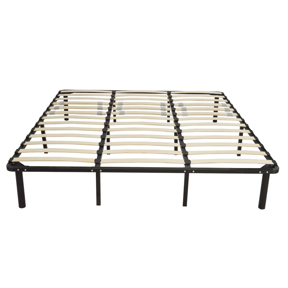 Bedstead Wooden Bed Slat And Sturdy Metal Iron Stand King/queen/full 3 Size Black 79x75x14cm[us-stock]