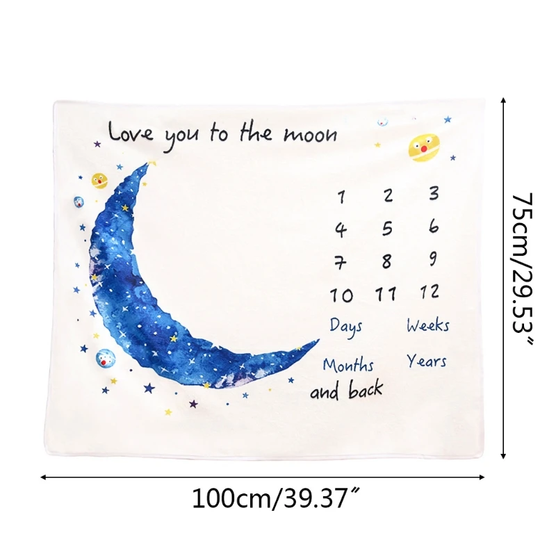 

Baby Monthly Record Growth Milestone Blanket Newborn Soft Flannel Swaddle Wrap N0HD