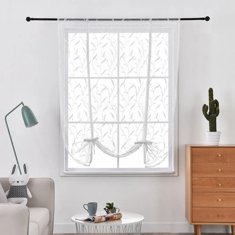 Inaba вышитые белые римские занавески s элегантные тюлевые тканевые стержни стиль