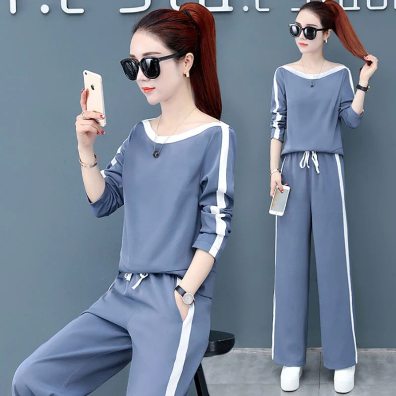 

Women's spring new wide-leg pants Korean version of the large size was thin loose casual sports shirt suit trousers clothes