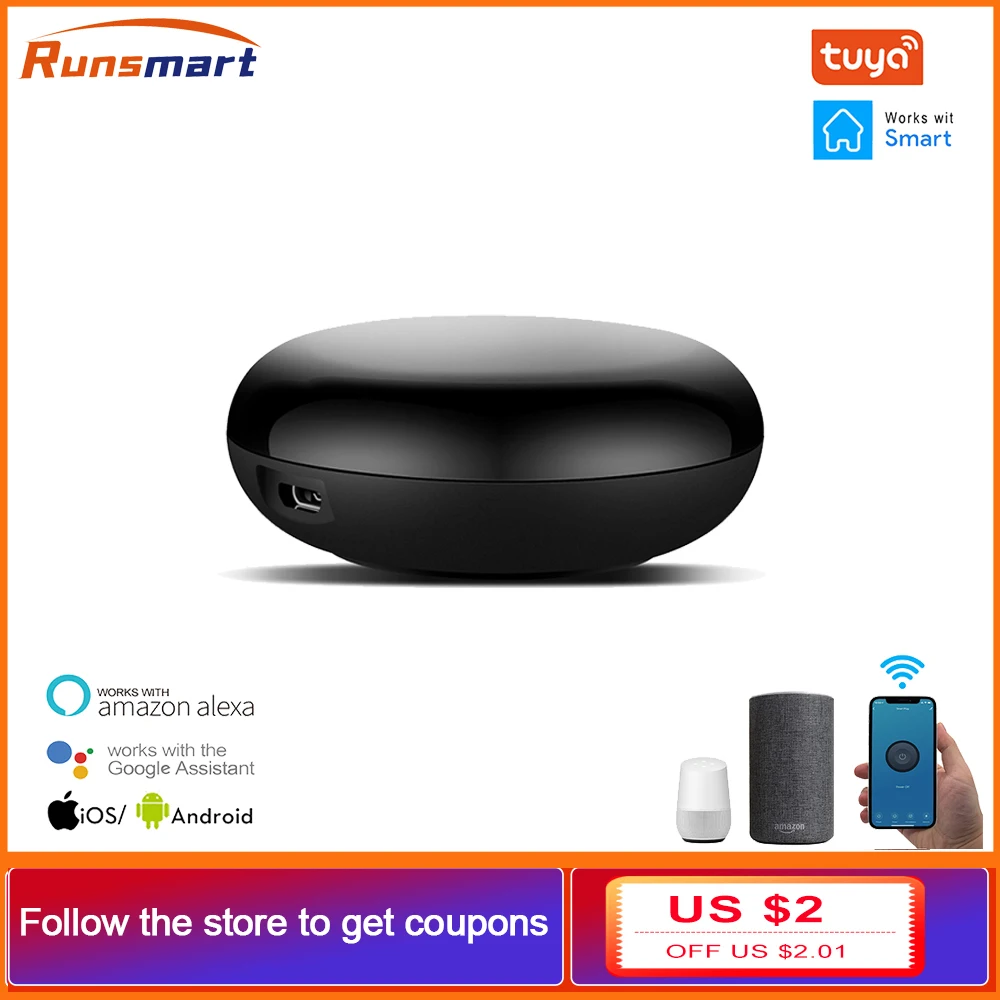 

RUNSMART WiFi умный ИК-контроллер беспроводной многонаправленный инфракрасный пульт дистанционного управления Alexa Google Assistant Tuya/приложение Smart Life