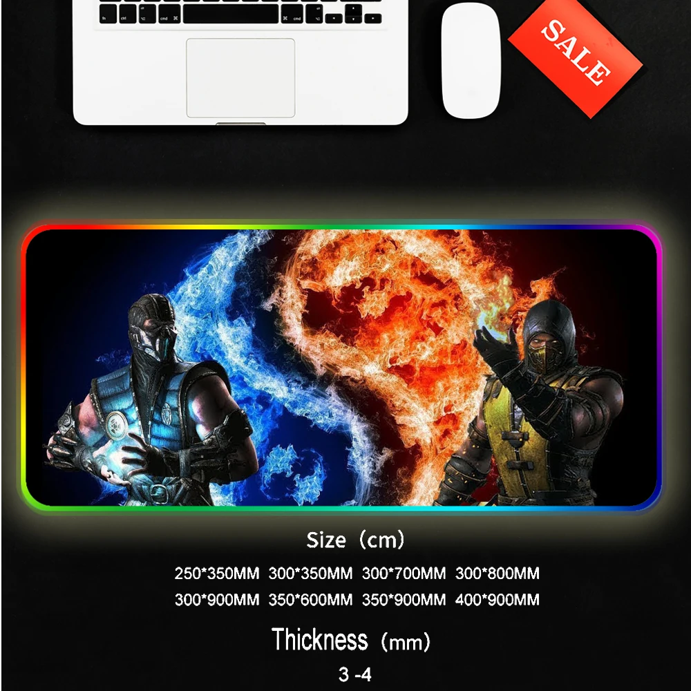 

RGB Mortal Kombat Mouse Pad Anime LED Gaming Mousepad Gamer Led Computer of Legends Mause Pad Mause Pad PC Desk with Backlit