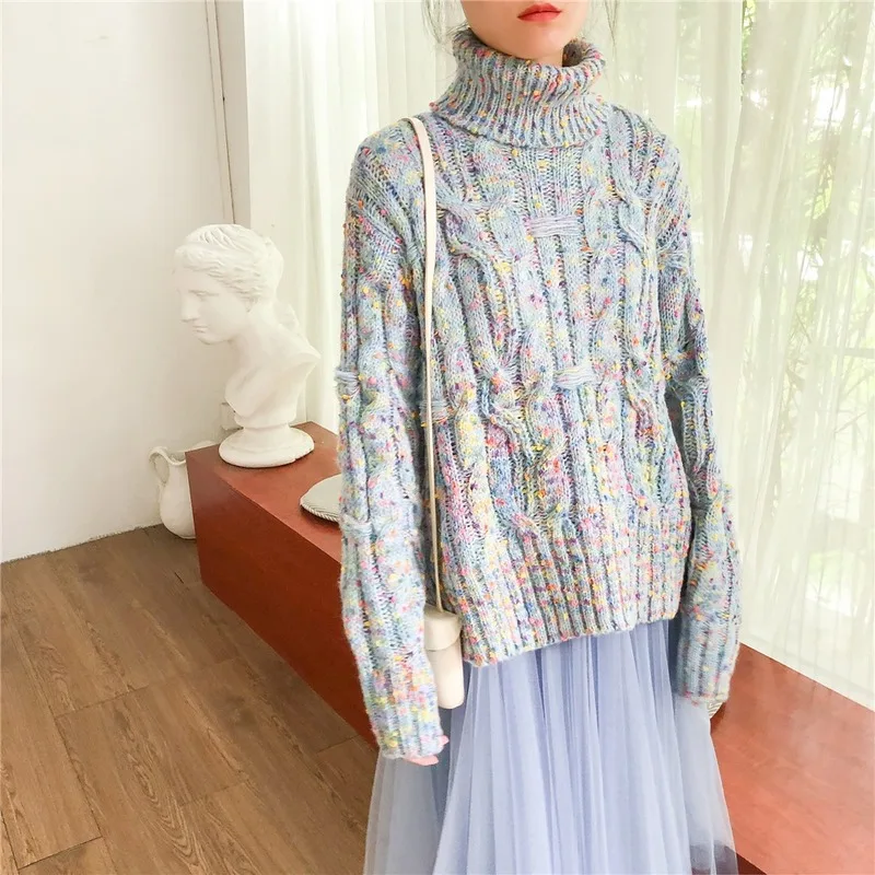

Alien Kitty Korean Turtleneck Sweater Woman 2020 Autumn Winter Bottoming Sweaters Warm Twist Loose Knitted Pullover Jumper Women
