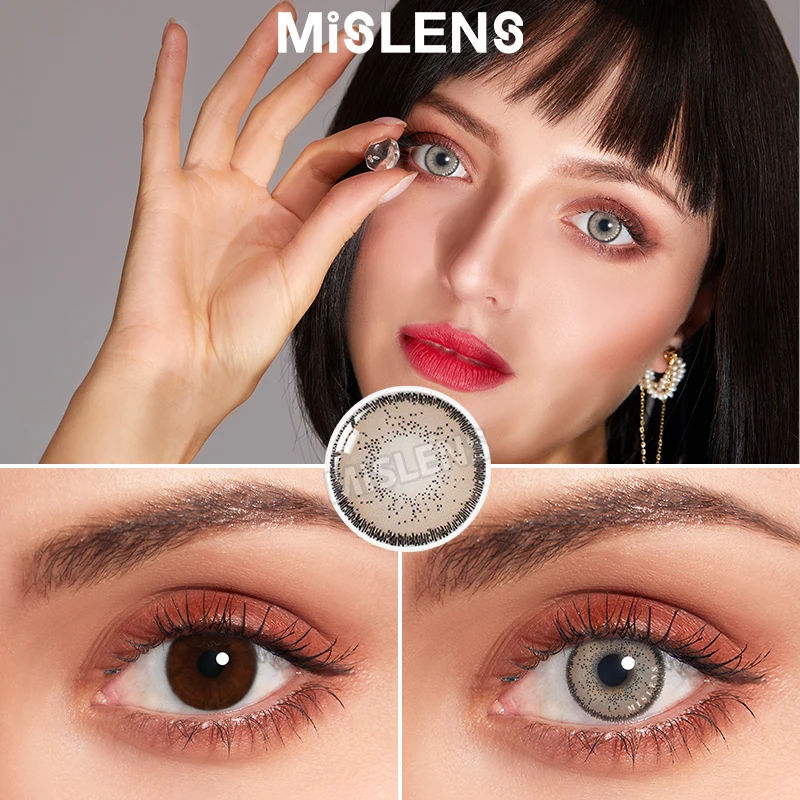 

Mislens 1pair(2pcs) Colored Eye Contact Lenses Brown 1Year Use Eye Contacts for Dark Eyes Cosmetics Color Contact Lens Eye