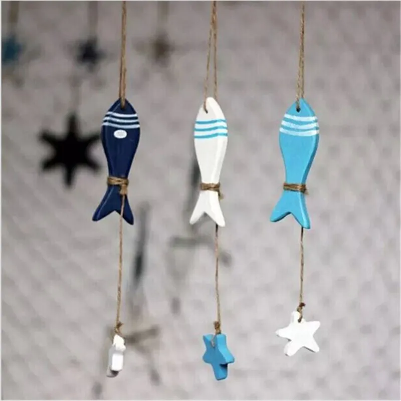 

Fashion Fish/decorated Marine Pendant Mediterranean Starfish Fish Nautical Decor Hang Small Adorn Crafts Wood Home Decoration