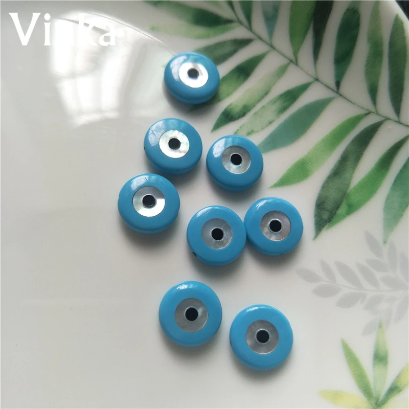 Шт./лот 10 мм швабра с натуральными круглыми глазами из Бирюзы и ракушек