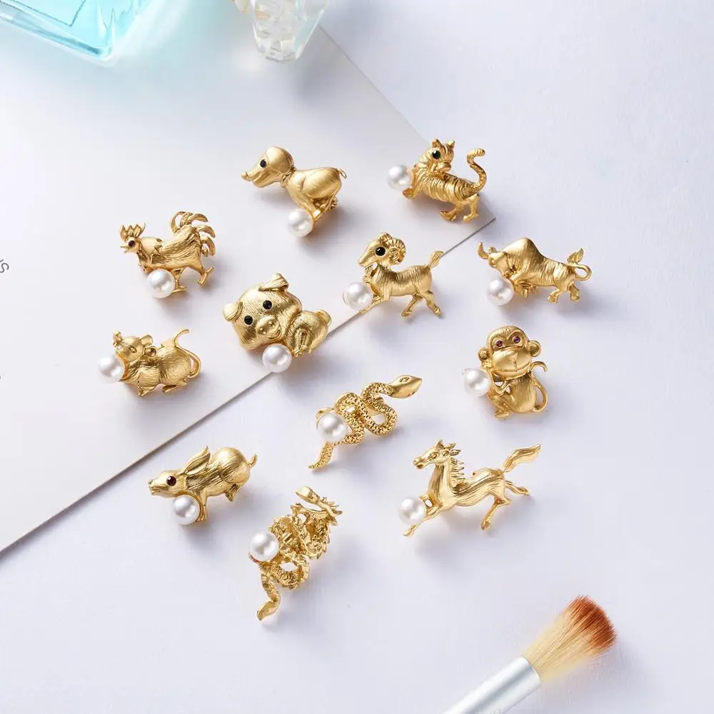 Rinhoo Милая брошь в виде зодиака животных мультяшная мышь тигр дракон змея лошадь