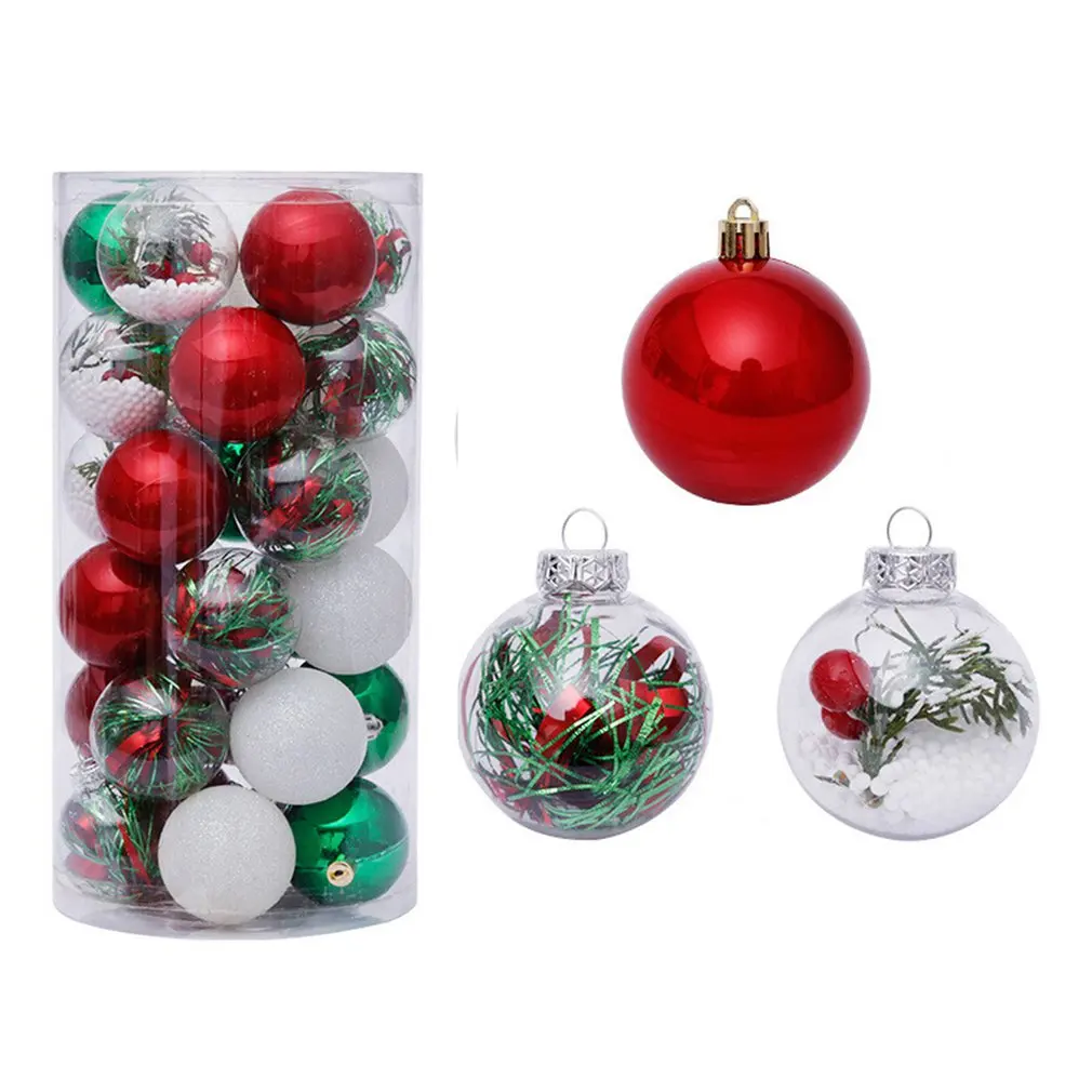 

Set Of 30 Plastic Christmas Balls 6cm Electroplated Sparkly Christmas Tree Decoration Pendant Transparent Ball Color Ball