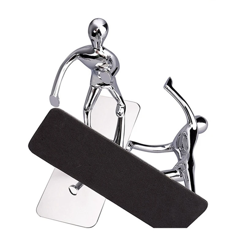 

2Pcs/Set Stainless Steel Creative Bookshelf Man Bookends Nonskid Bookends Art Book Stand Desktop Stationery Supplies