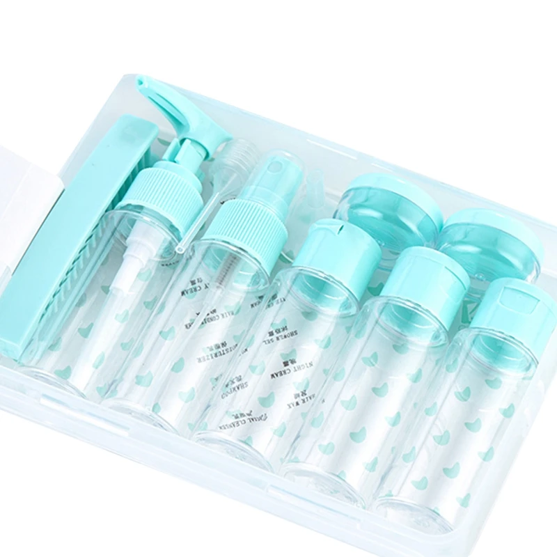 

12 in 1 Portable Travel Plastic Empty Bottle Set with Case Simple Cosmetic Sub-Bottle Combo for Shampoo Conditioner