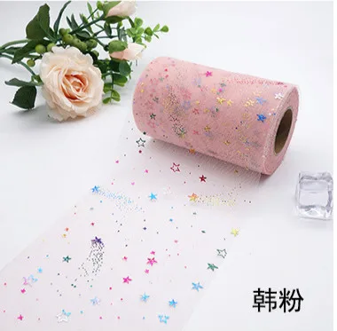 Korean powder 6 см 25 ярдов ручной DIY лук Красочные Метеор из пряжи и тюля рулон Метеор сетки в рулонах из стеклянного волокна аксессуары Головные уборы повязка на голову из сетчатой пряжи купальный костюм надпись «Bride Tribe» - Цвет: Korean powder