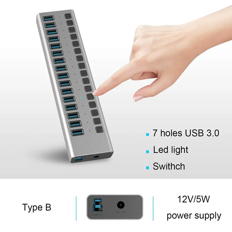 USB 3 0 хаб с 16 USB-портами и адаптером питания/портом зарядки/индивидуальными