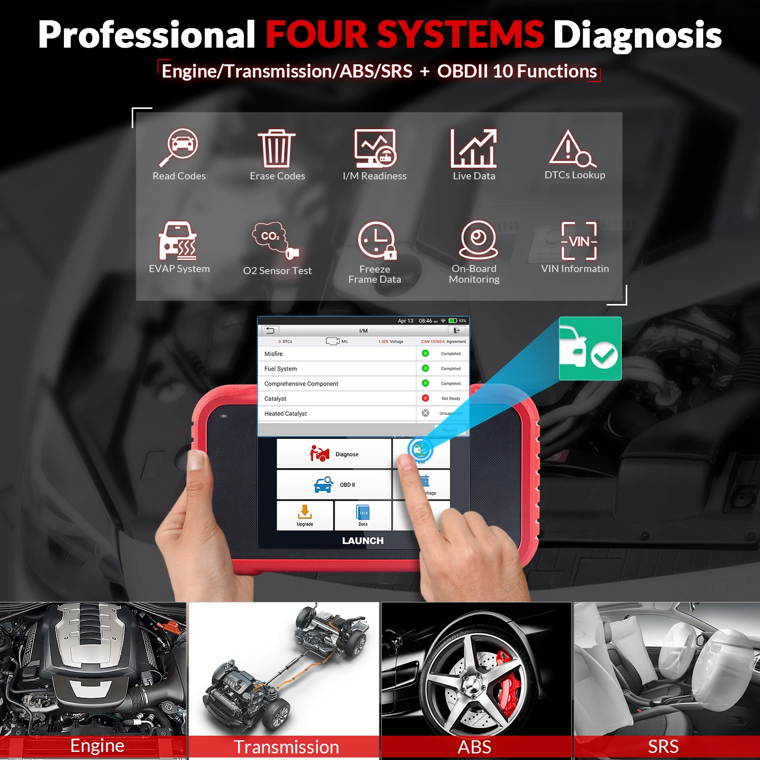 Launch CRP123E для двигателя/ABS/SRS Трансмиссия OBD2 Полные функции автомобильный