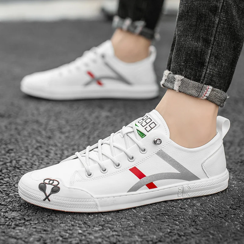 

FEBMOFL Designer White Leather Shoes Men High Quality Men Casual Shoes Luxury Brand Lace Up Original Sneakers Zapatillas Hombre