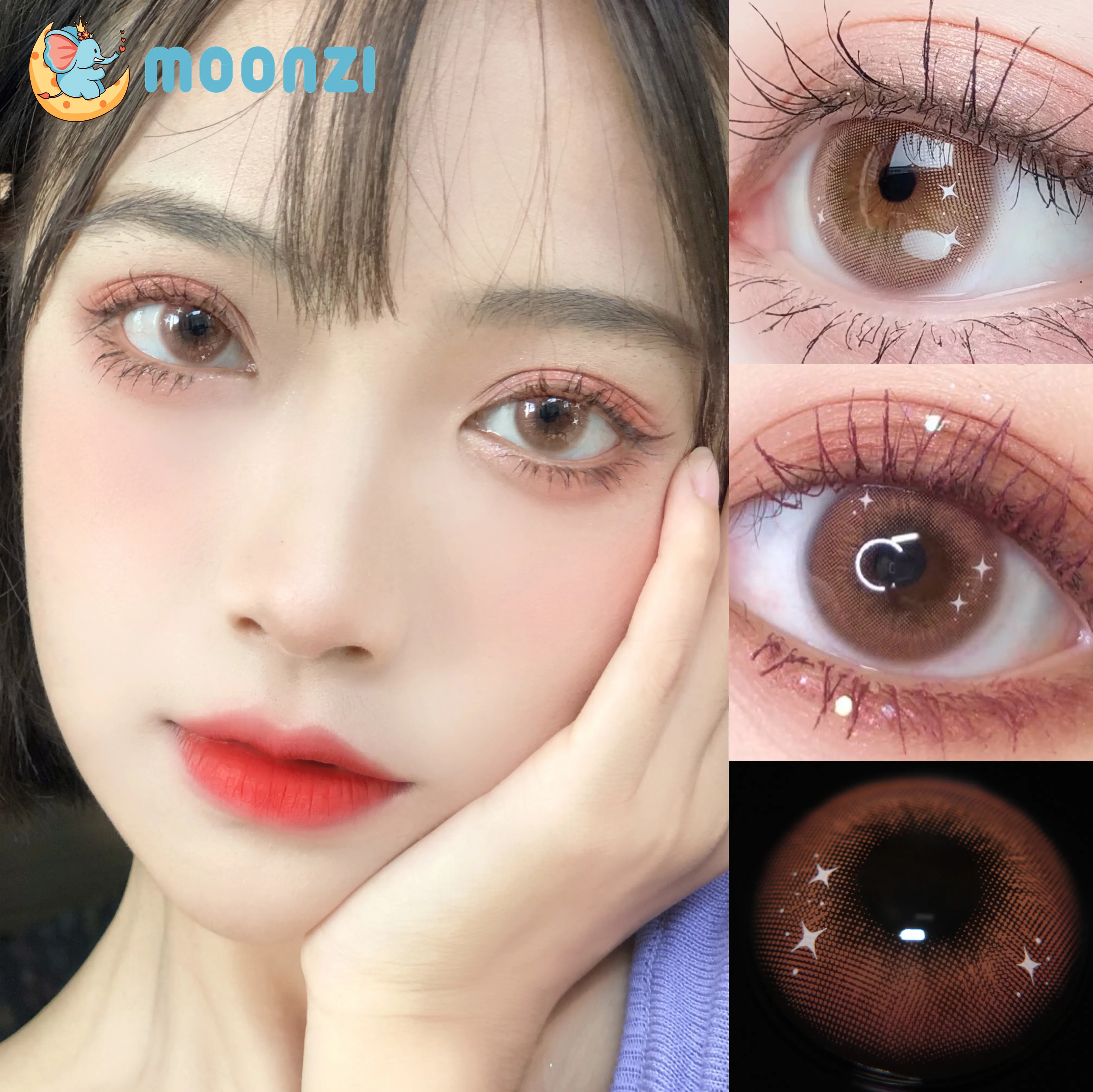 

MOONZI shine brown contact lens small beautiful Pupil Soft Eye Contact Lenses for eyes High Quality Big Natural Colored Small Be