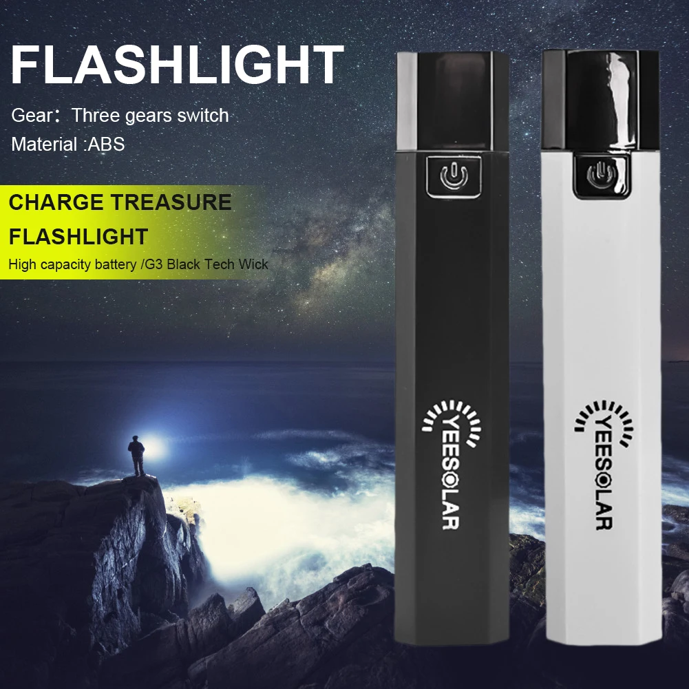 

Portable Flashlight Rechargeable Handheld LED Torch Light Lightweight Power Bank for Camping Hiking Fishing Outdoor Emergencies