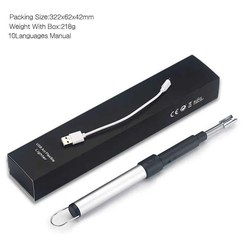 

70 CM Adjustable USB Electric Lighter Long Retractable Kitchen BBQ Candle Ignition Gun Windproof Rechargeable Plasma Arc Lighter