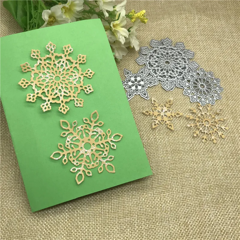 4 шт./набор Рождественские снежинки металлические Вырубные трафареты для поделок