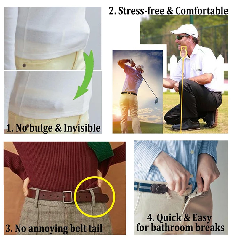 

Buckle-free Elastic Women Belt for Jeans without Buckle, SANSTHS Comfortable Invisible Belt No Bulge No Hassle
