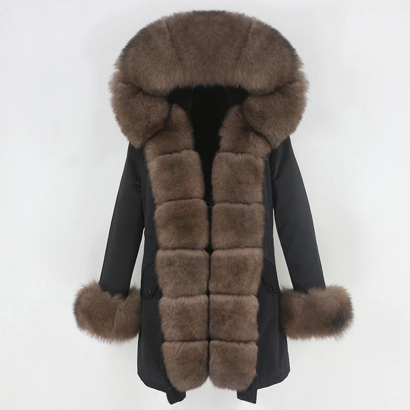 2021 Fashion Winter Jacket Women Real Fur Coat Natural Fox Collar Loose Long Parkas Big Outerwear Detachable |