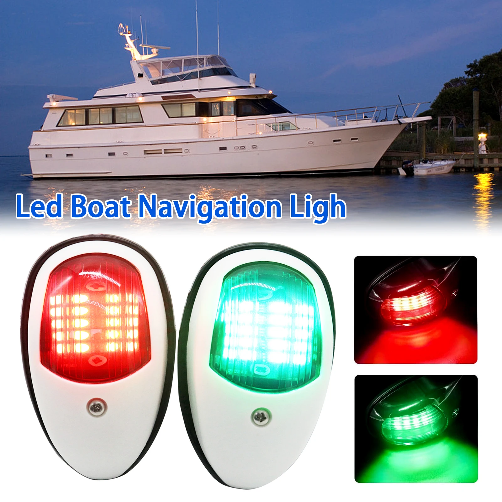 

DC 12V Led Boat Navigation Light , Boat Bow Light, Marine Boat Navigation lamp Singnal Light for RV, Yacht, Skeeter, Power Boat